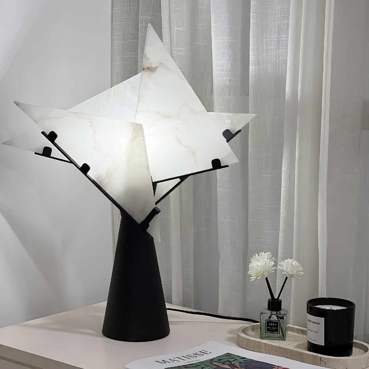 Aursilion Lampe de Table en Albâtre
