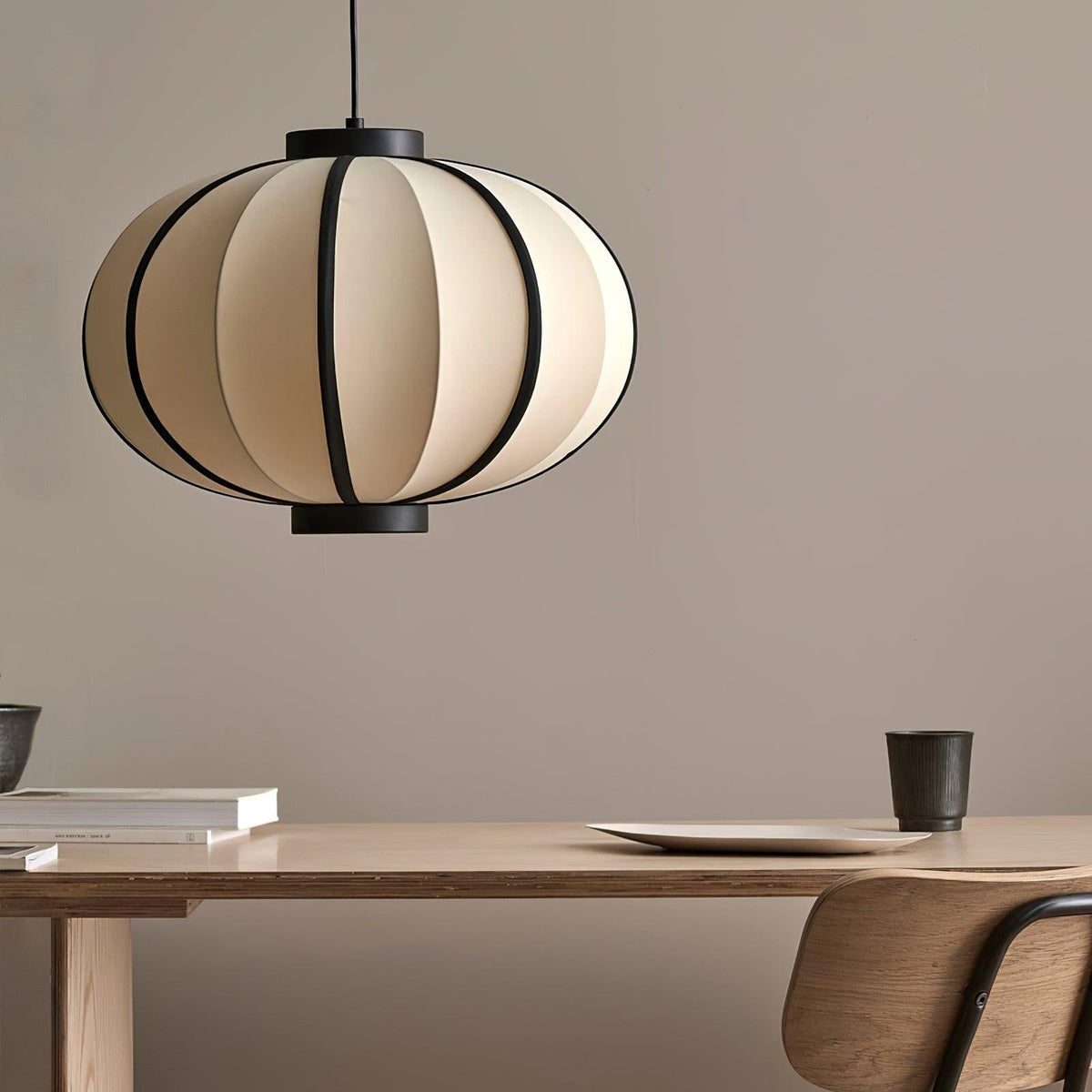 Lumara Pendant Lamp Fabric Lantern Frame Vintage-Neutral Decor