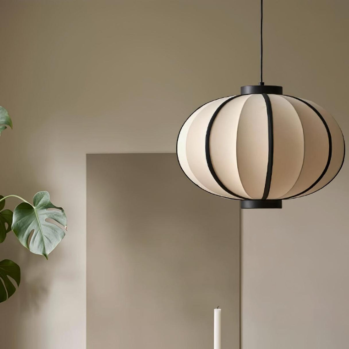 Lumara Pendant Lamp Fabric Lantern Frame Vintage-Neutral Decor