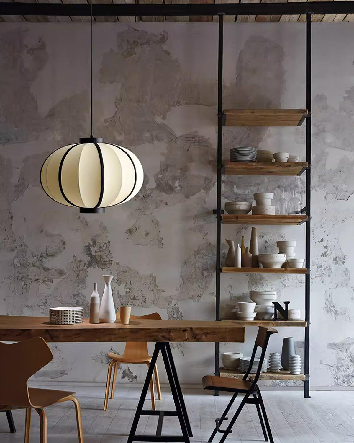 Lumara Pendant Lamp Fabric Lantern Frame Vintage-Neutral Decor