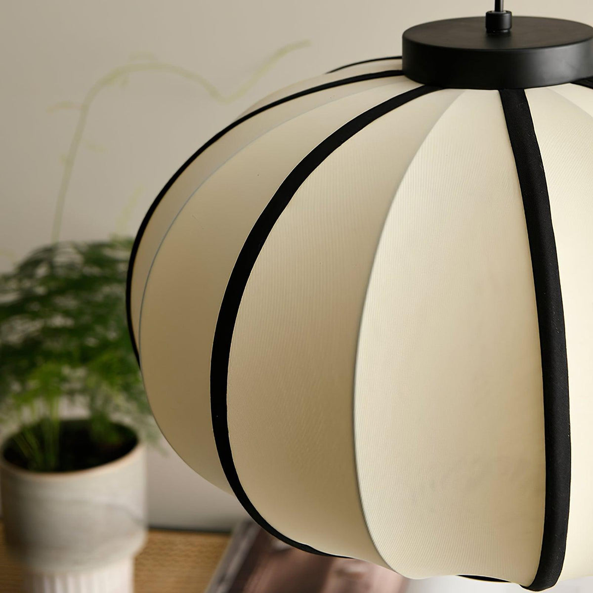 Lumara Pendant Lamp Fabric Lantern Frame Vintage-Neutral Decor