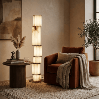 Pillar Alabaster Floor Lamp-Neutral Decor