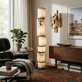 Pillar Alabaster Floor Lamp-Neutral Decor