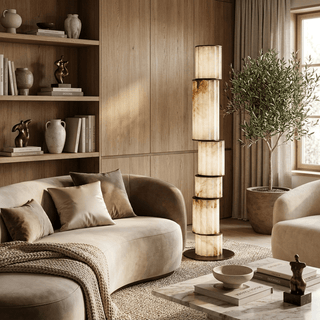 Pillar Alabaster Floor Lamp-Neutral Decor