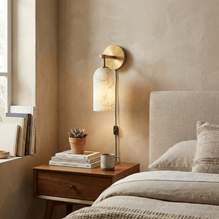 Pillar Alabaster Plug-in Wall Sconce-Neutral Decor