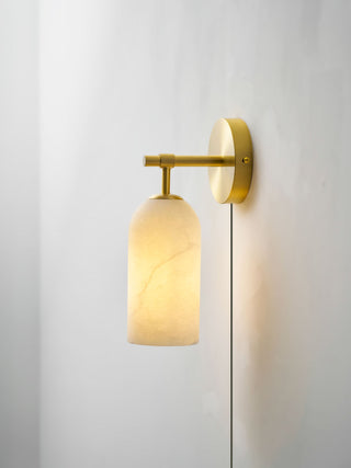 Pillar Alabaster Plug-in Wall Sconce-Neutral Decor
