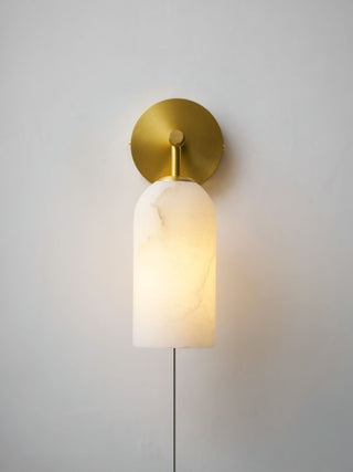 Pillar Alabaster Plug-in Wall Sconce-Neutral Decor