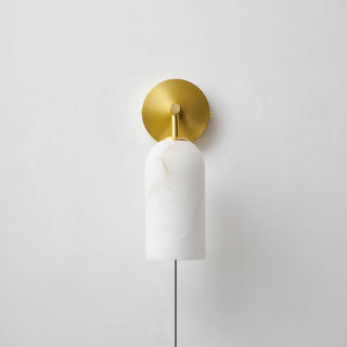 Pillar Alabaster Plug-in Wall Sconce-Neutral Decor
