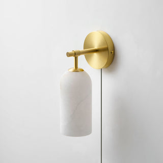 Pillar Alabaster Plug-in Wall Sconce-Neutral Decor