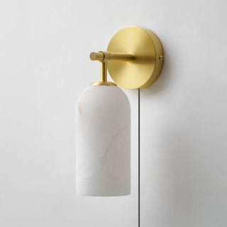 Pillar Alabaster Plug-in Wall Sconce-Neutral Decor