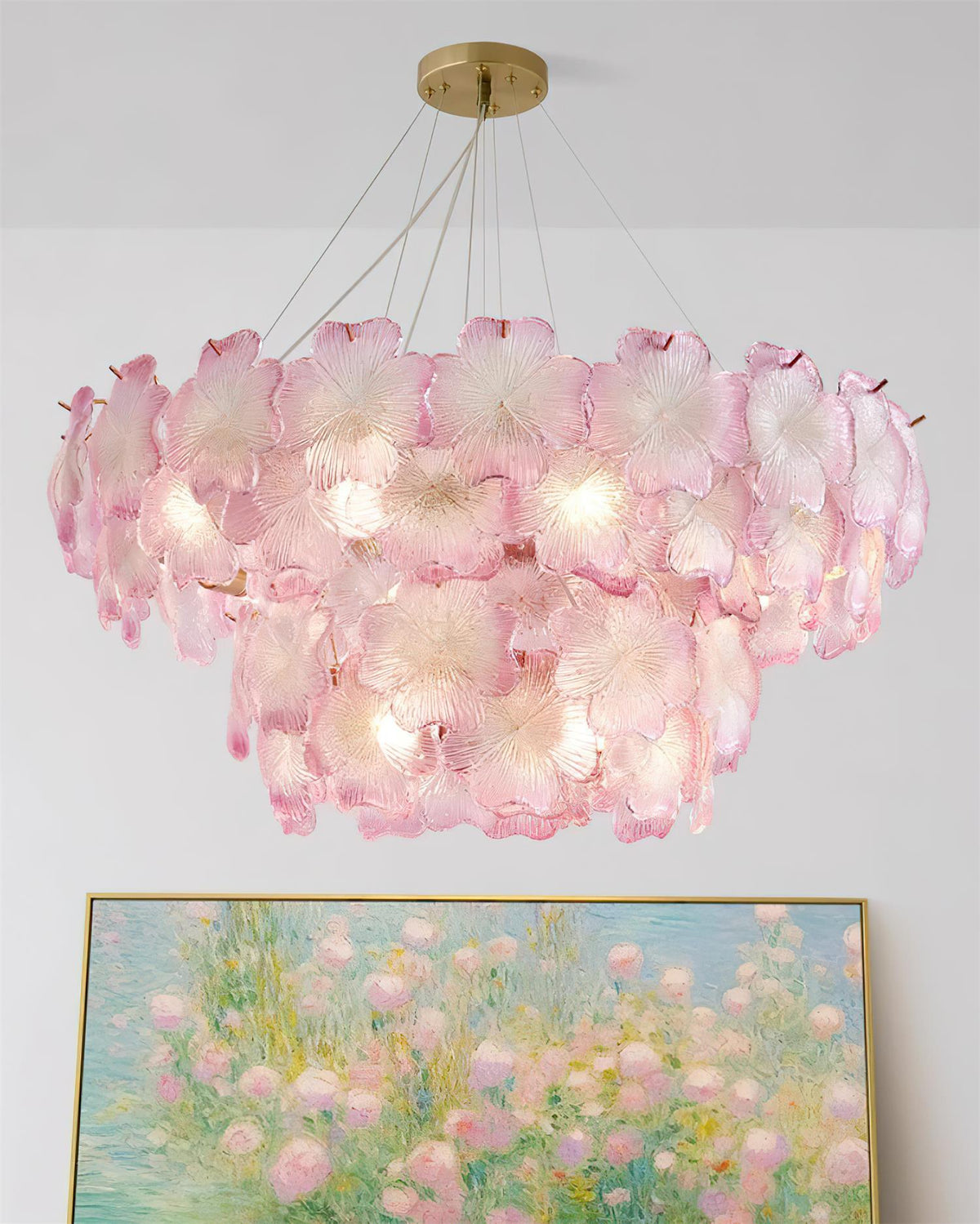 Ophelis Pink Flower Glass Chandelier-Neutral Decor