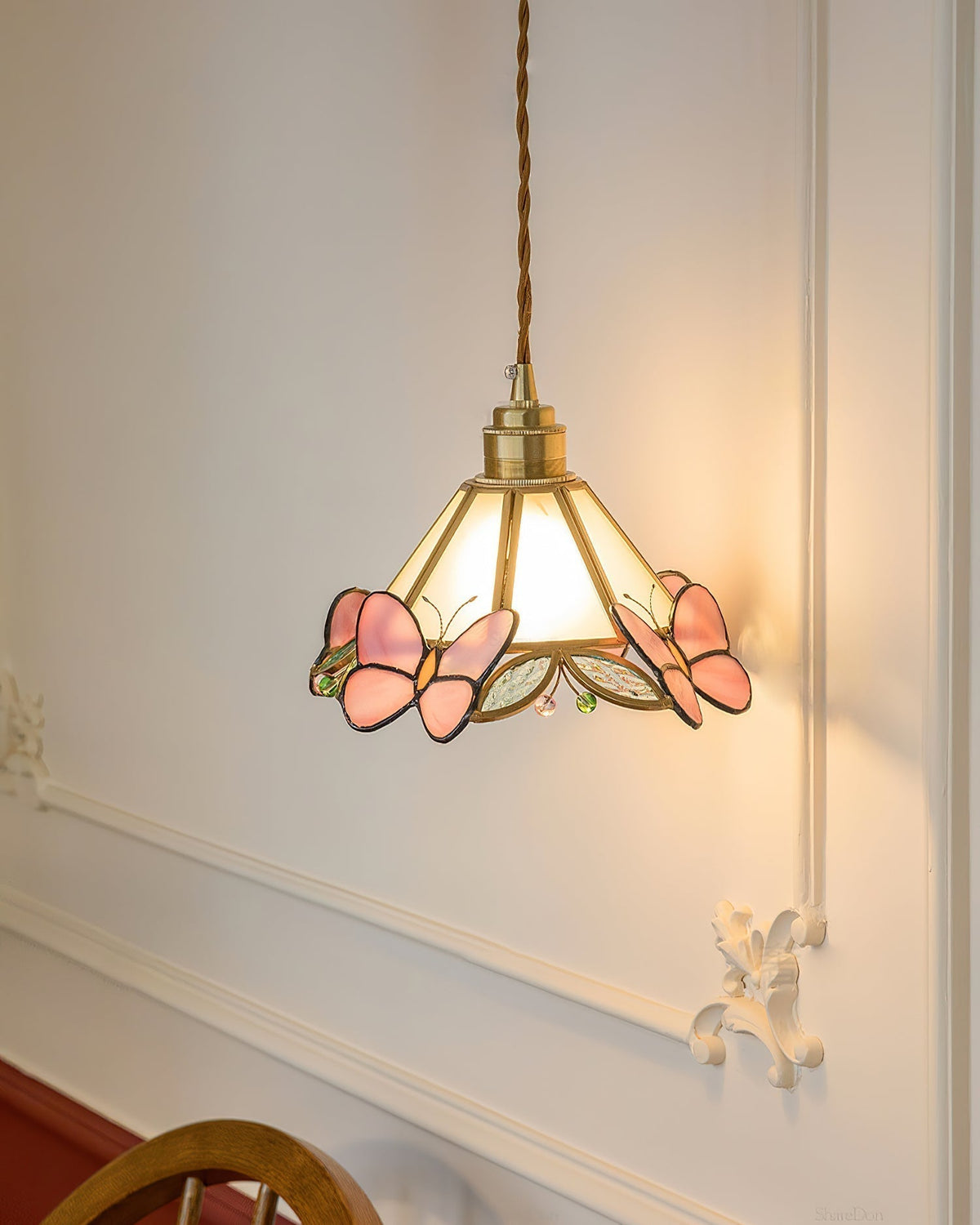 Tiffany Butterfly Stained GlassPendant Light-Neutral Decor