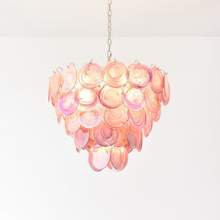 Aurora Lustre Rose Disque Murano Superposé