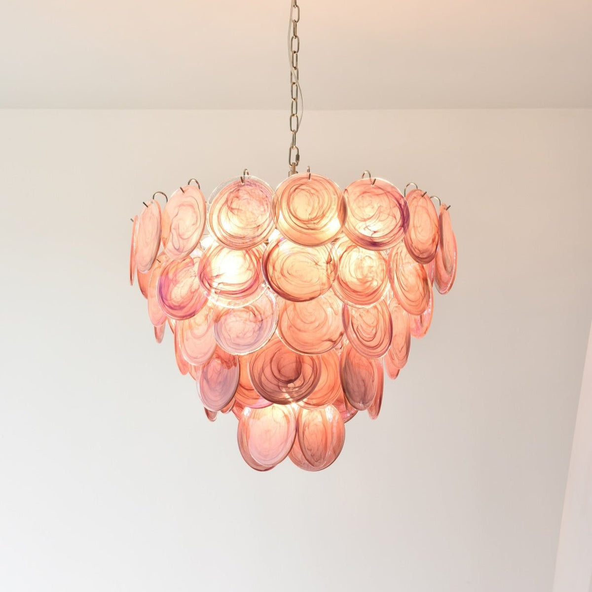 Veyreya Lustre Rose Disque Murano Superposé