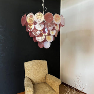 Aurora Lustre Rose Disque Murano Superposé