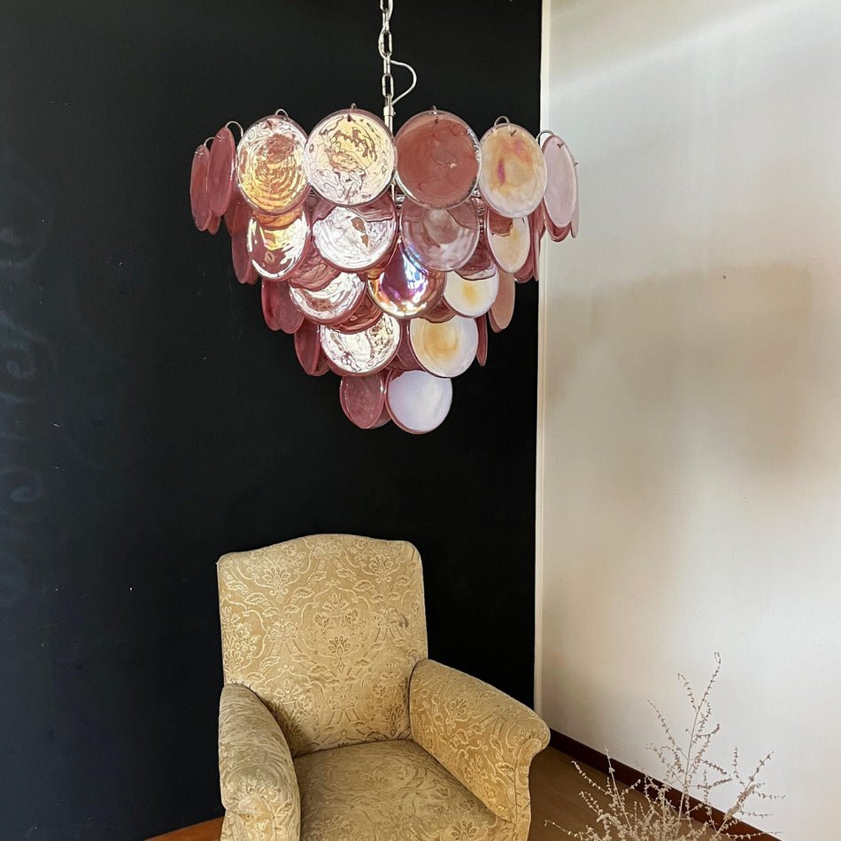 Veyreya Lustre Rose Disque Murano Superposé