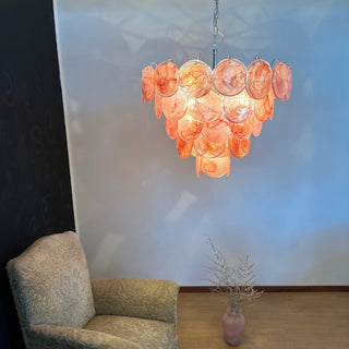 Aurora Lustre Rose Disque Murano Superposé