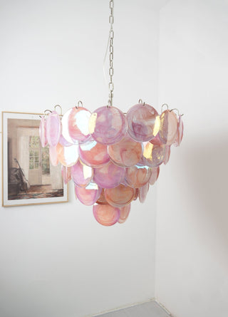 Aurora Lustre Rose Disque Murano Superposé