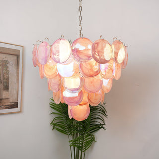 Aurora Lustre Rose Disque Murano Superposé