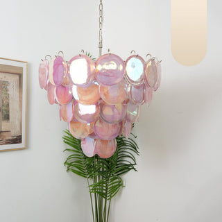 Aurora Lustre Rose Disque Murano Superposé