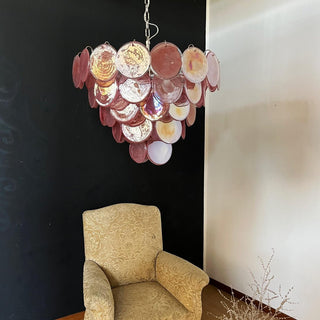 Aurora Lustre Rose Disque Murano Superposé