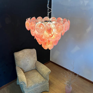 Aurora Lustre Rose Disque Murano Superposé