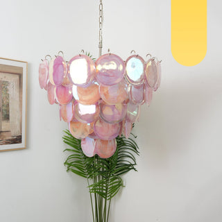 Aurora Lustre Rose Disque Murano Superposé