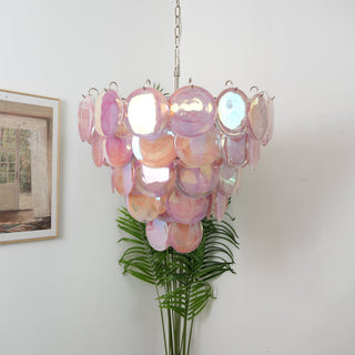 Aurora Lustre Rose Disque Murano Superposé