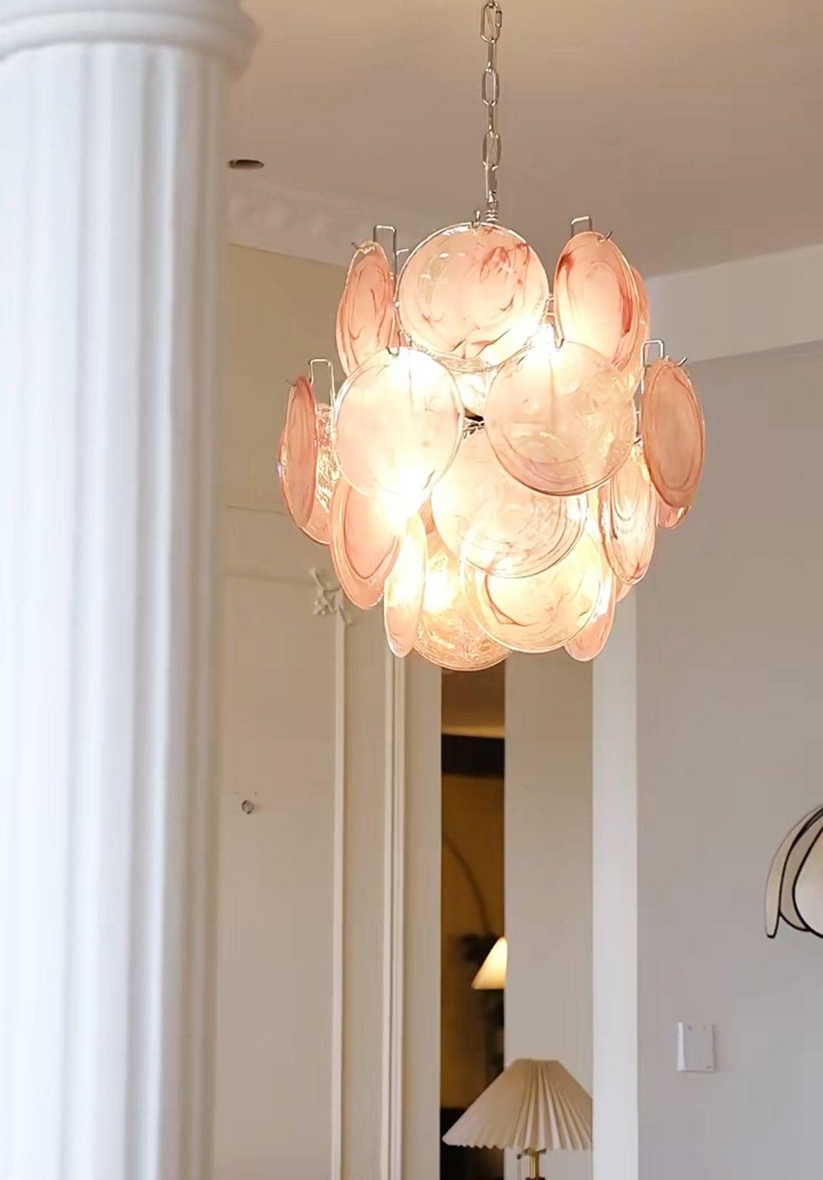 Nivine Lustre en Verre de Murano Rose Vintage