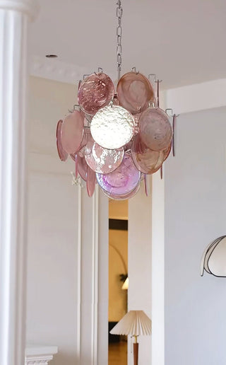 Aurora Lustre en Verre de Murano Rose Vintage