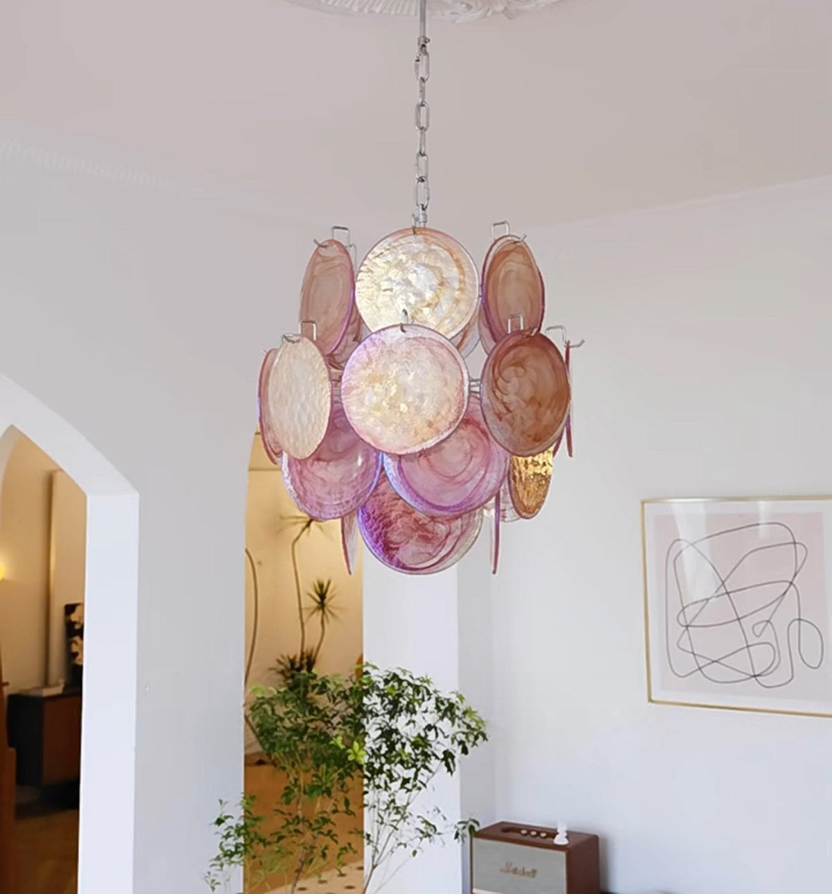 Nivine Lustre en Verre de Murano Rose Vintage