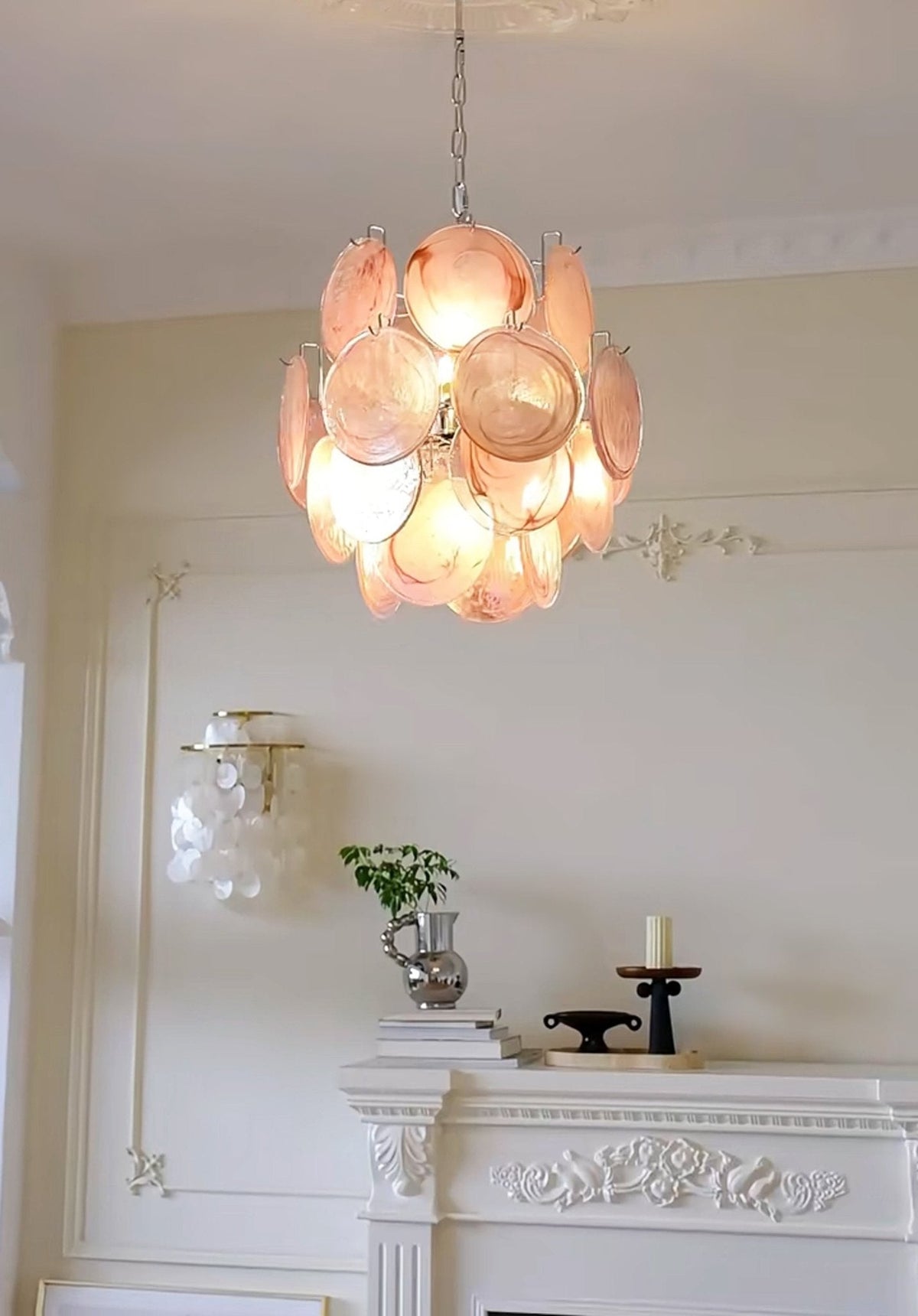 Nivine Lustre en Verre de Murano Rose Vintage
