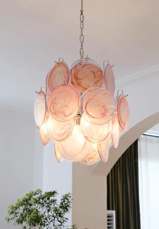 Aurora Lustre en Verre de Murano Rose Vintage