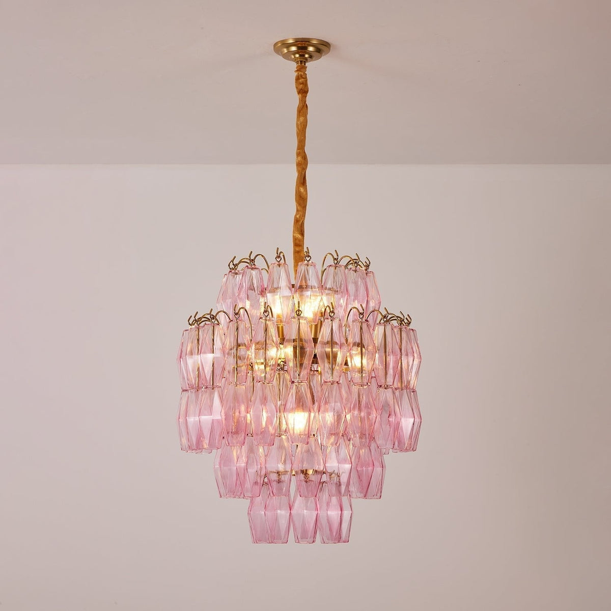 Pereline Lustre Rose Murano Verre Superposé Glamour