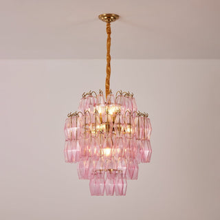 Aurora Chandelier Pink Murano Glass Layered Glam-Neutral Decor