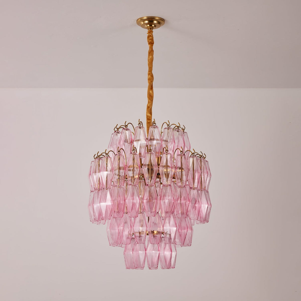 Aurora Chandelier Pink Murano Glass Layered Glam-Neutral Decor