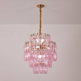 Aurora Chandelier Pink Murano Glass Layered Glam-Neutral Decor