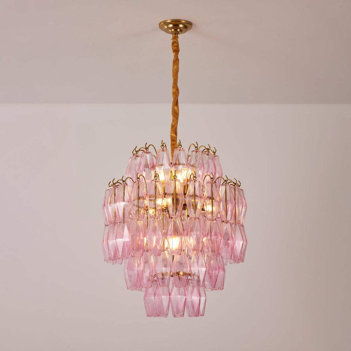 Aurora Chandelier Pink Murano Glass Layered Glam-Neutral Decor