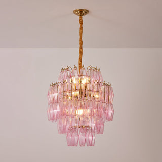 Aurora Chandelier Pink Murano Glass Layered Glam-Neutral Decor