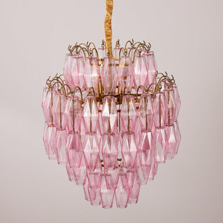 Aurora Chandelier Pink Murano Glass Layered Glam-Neutral Decor