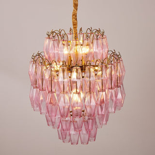 Aurora Chandelier Pink Murano Glass Layered Glam-Neutral Decor