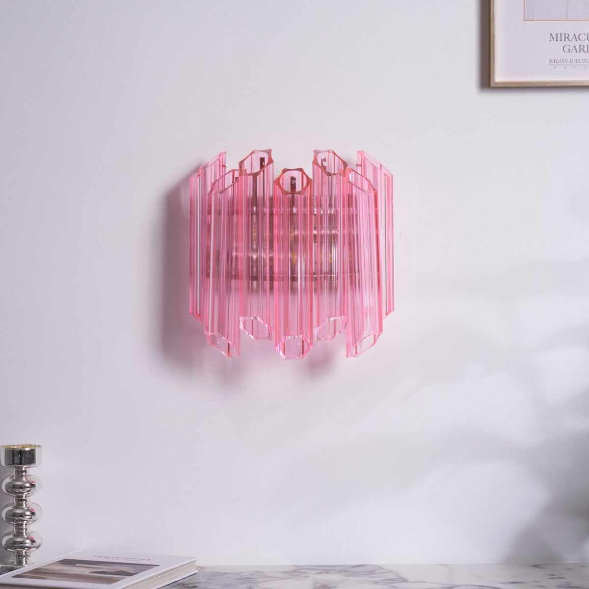 Caleon Applique Murale Tube en Verre Murano Rose