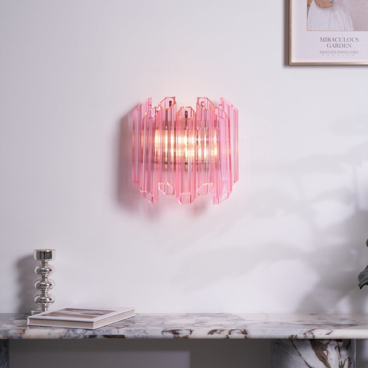 Caleon Applique Murale Tube en Verre Murano Rose