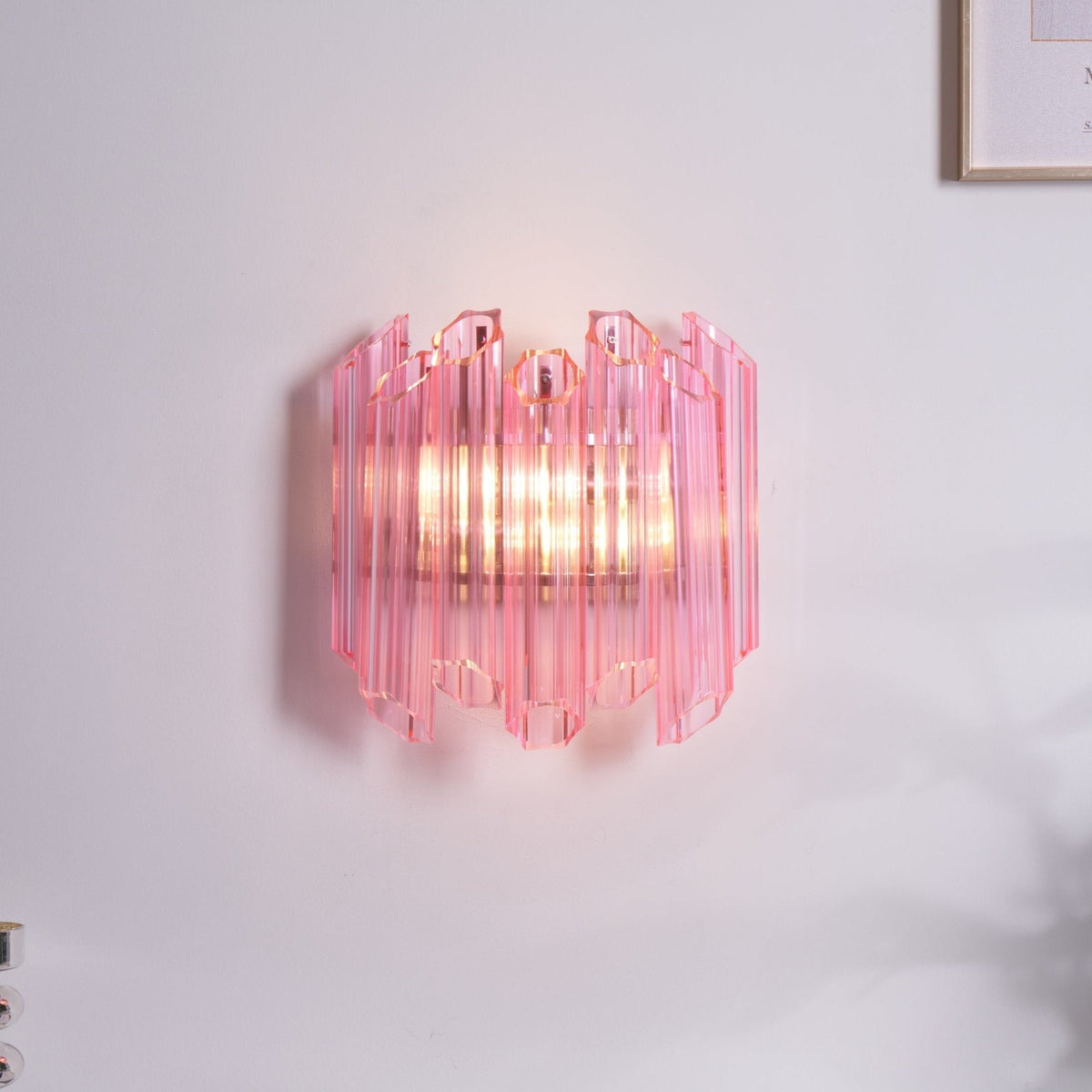 Caleon Applique Murale Tube en Verre Murano Rose