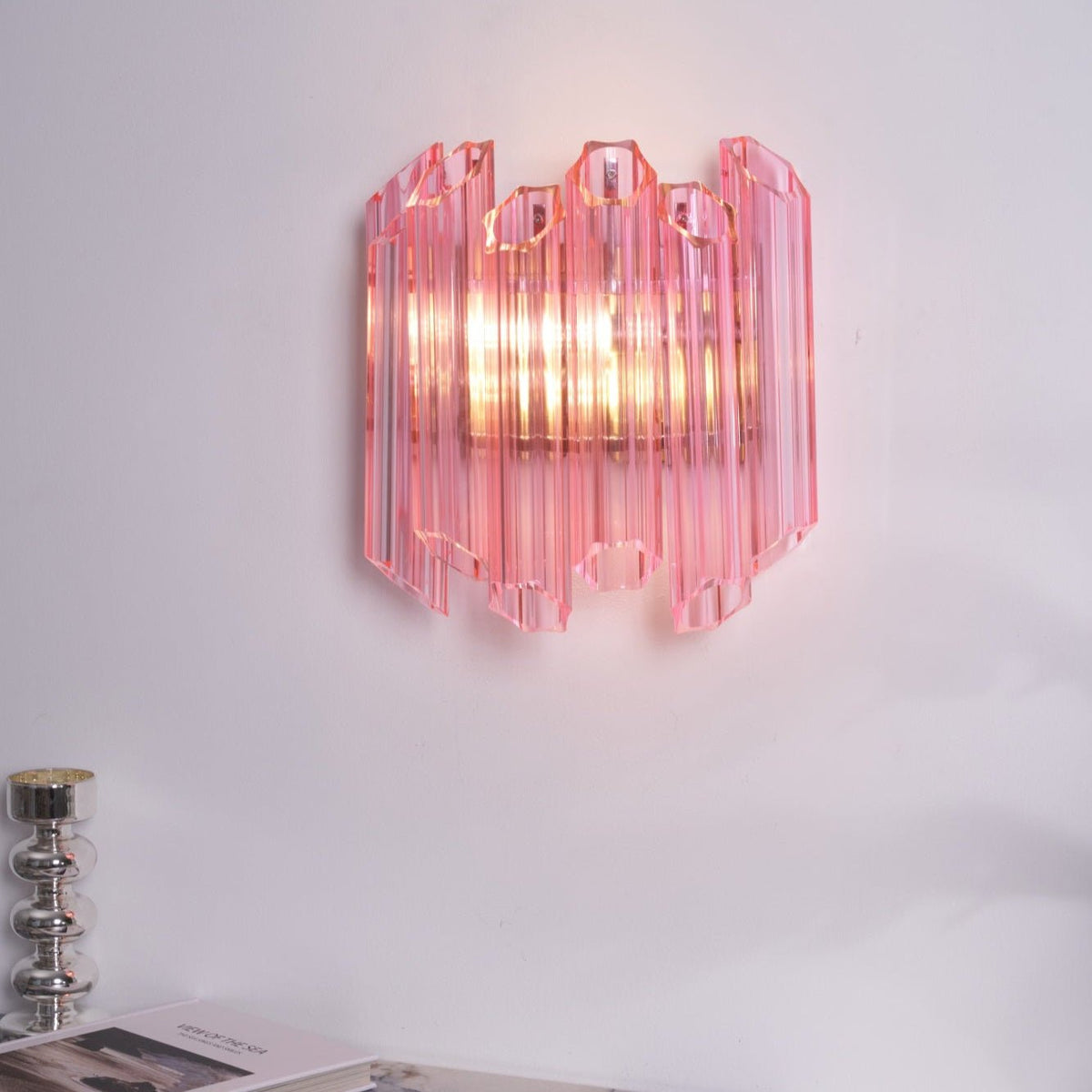 Caleon Applique Murale Tube en Verre Murano Rose