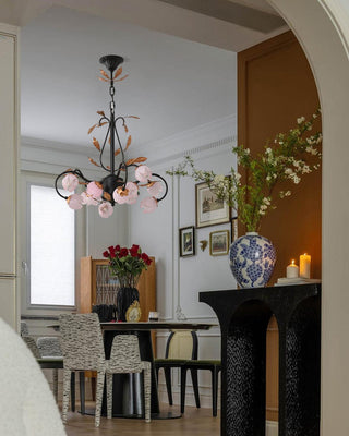 Avelora Lustre Vintage Industriel en Verre Rose