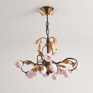 Avelora Lustre Vintage Industriel en Verre Rose