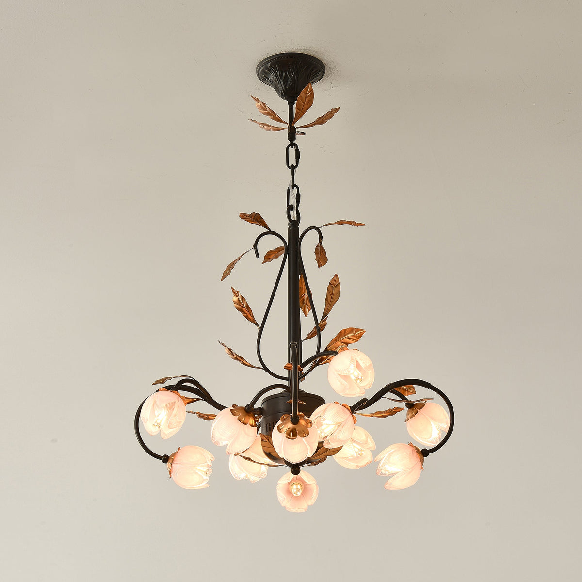 Avelora Lustre Vintage Industriel en Verre Rose