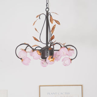 Avelora Lustre Vintage Industriel en Verre Rose