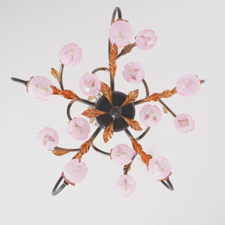 Avelora Lustre Vintage Industriel en Verre Rose